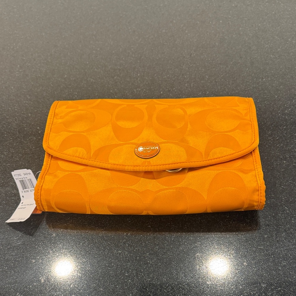 Coach Signature Getaway Nylon Travel Cosmetic Kit in Orange Spice
